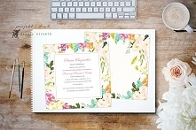 zaproszenia na komunię, chrzest, ślub z motywem kwiatów malowanych akwarelami