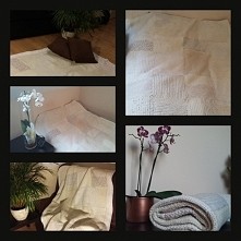 Patchworkowy kocyk/narzuta w kolorze ecru, idealny na zimne jesienne wieczory oraz jako dekoracja wnętrz...chętni?