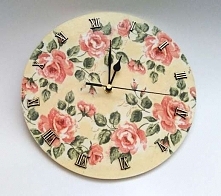 Zegar ścienny w róże vintage