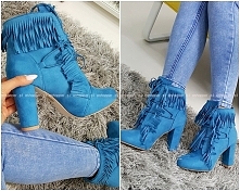 ZAMSZOWE BOTKI NA SŁUPKU W STYLU BOHO, FRĘDZLE w niepowtarzalnie ślicznym kolorze BABY BLUE,  dostępne w Naszym e-sklepie :) :*