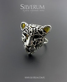 srebrny pierścionek - gepard