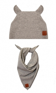 Zestaw czapka i chusta - szary