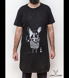Męskii fartuch kuchenny z Buldogiem Francuskim