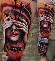 iluzje tatuaże kobiety i czaszki