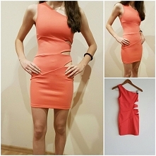 Koralowa sukienka na jedno ...