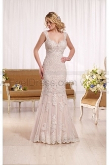 Essense of Australia Lace Wedding Dress With Cathedral Train Style D2135