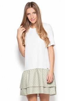 Katrus K412 sukienka zielona Urocza sukienka, o prostym a zarazem kobiecym fasonie, z krótkim rękawem