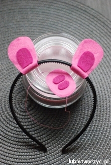 Handmade'owa opaska na głowę i nosek - Świnka Peppa! ;)