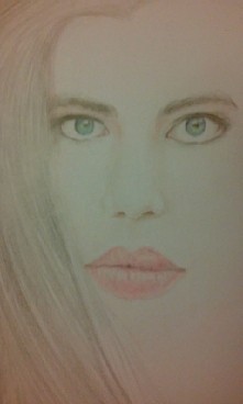 Próba nr 1, rysunek kredkami.