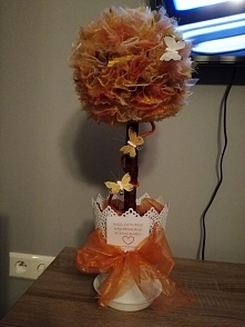 Moje drzewko z organzy  pomarańczowo-żółto-brązowe