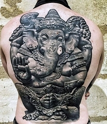 ganesha mens back tattoo