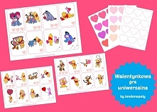 Gotowa do druku, edukacyjna gra dla dzieci z walentynkowym motywem.