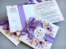 liliowe zaproszenie ślubne