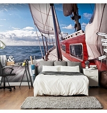 Trwała, odporna na wodę i zarysowania flizelinowa fototapeta "Łódź daleko od brzegu" do przyklejenia na ścianie. Fototapeta Łódź daleko od brzegu z inspirującym motywe...