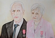 Portret kredki+akwarele A3