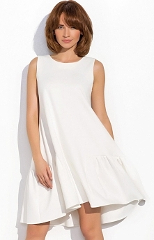 Numinou NU5 sukienka ecru Urokliwa sukienka, luźny fason tuszuje mankamenty sylwetki, dół wykończony falbaną