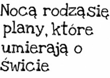 Najpiękniejsze plany układamy w nocy, za dnia zaś oślepia je światło rzeczywistości.