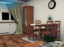 Projekt salonu w stylu prowansalskim. Interesująca kolorystyka - fiolet, oliwka i beż, stylowo i ciekawie!