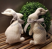 zajączki z materiału dla bliźniaków z kolekcji Cudawianki Handmade