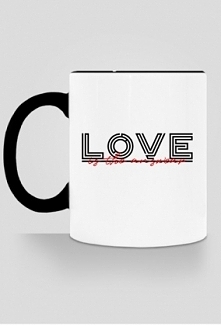 Kubek z napisem "Love is the answear"