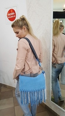 torebka damska pikowana błękitna skóra naturalna Fb/ Atelier Torebek wysyłka 24h