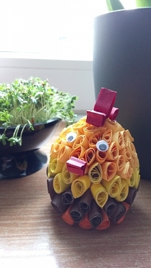 kura, quilling na wydmuszce