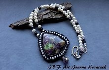 Naszyjnik z jaspisem cesarskim i perłami - JBF Art