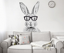 KRÓLIK W OKULARACH NAKLEJKA ŚCIENNA 120CM