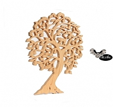 Drewniane drzewko z  kotem, drewniany kot