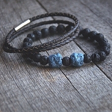 KOMPLET męskich bransoletek :: black'n'blue LAVA