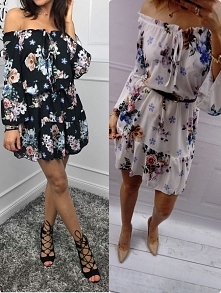 Sukienka kwiaty Biała/Czarna Uni 69zł