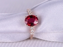 2.15CTW OVAL CUT PINK TOURMALINE AND DIAMOND ENGAGEMENT RING 14K ROSE GOLD