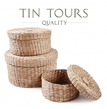 Okrągłe pudełka z trawy morskiej od koszyki.net.pl