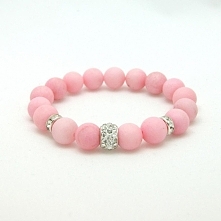 Matowy róż - jadeit i cyrkonie