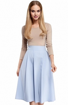 Moe M302 spódnica błękitna Elegancka spódnica, długość midi, fason lekko rozkloszowany