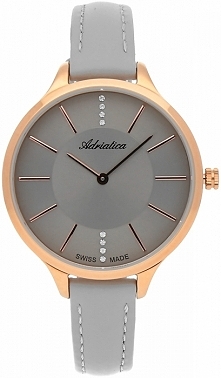 Adriatica A3433.9G17Q kobiecy zegarek ze złotą kopertą, zdobiony kilkoma cyrkoniami, posiada cienki pasek wykonany ze skóry. Więcej na naszej stronie, link w komentarzu :)