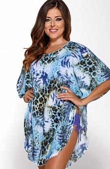 Ava SP-5 tunika plażowa Elegancka tunika plażowa, wykonana z lekkiej i wzorzystej dzianiny, okrągły dekolt