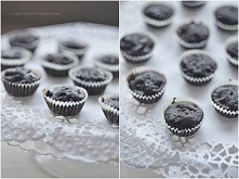 Mini muffinki z czekoladą, bananami i nutellą.