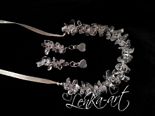 wianek opaska i klipsy z kryształu górskiego