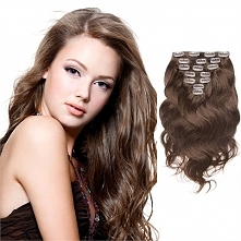 70g 16 Inch #4 Chocolate Brown Body Wavy Clip In Hair WCLD0017