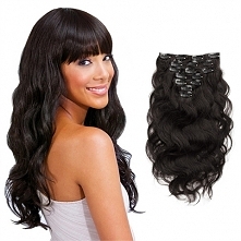 70g 16 Inch #1B Natural Black Body Wavy Clip In Hair WCLD0016