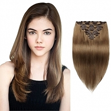 70g 16 Inch #8 Light Brown Straight Clip In Hair WCLD0011