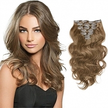 70g 16 Inch #8 Light Brown Body Wavy Clip In Hair WCLD006