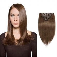 70g 16 Inch #4 Chocolate Brown Straight Clip In Hair WCLD004