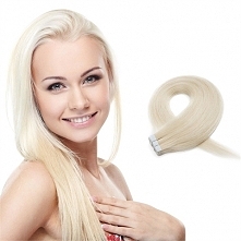 20pcs 50g Straight Tape In Hair Extensions #60 Platium Blonde TPMH008