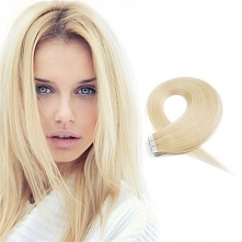 20pcs 50g Straight Tape In Hair Extensions #613 Lightest Blonde TPMH005