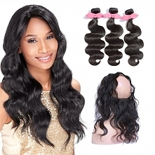 360 Lace Frontal Band with 3 Bundles Body Wavy 7A Brazilian Virgin Hair LFDW0017