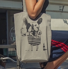 Szara duża Torba z Buldogiem Francuskim