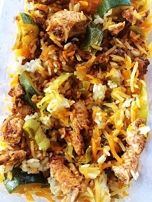 po treningu - ryz biały, pierś z indyka w sosie barbecue, 300g warzyw :)