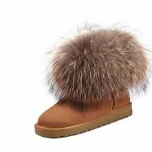 Stylowe / Modne Buty Damskie 2017 Tan Zamszowe Botki Skórzany Przypadkowy Zima Płaskie Snow Boots